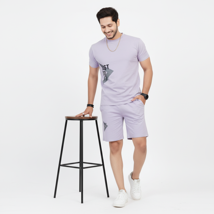 Men’s Minimal Graphic Print T-Shirt and Shorts Co-Ord Set