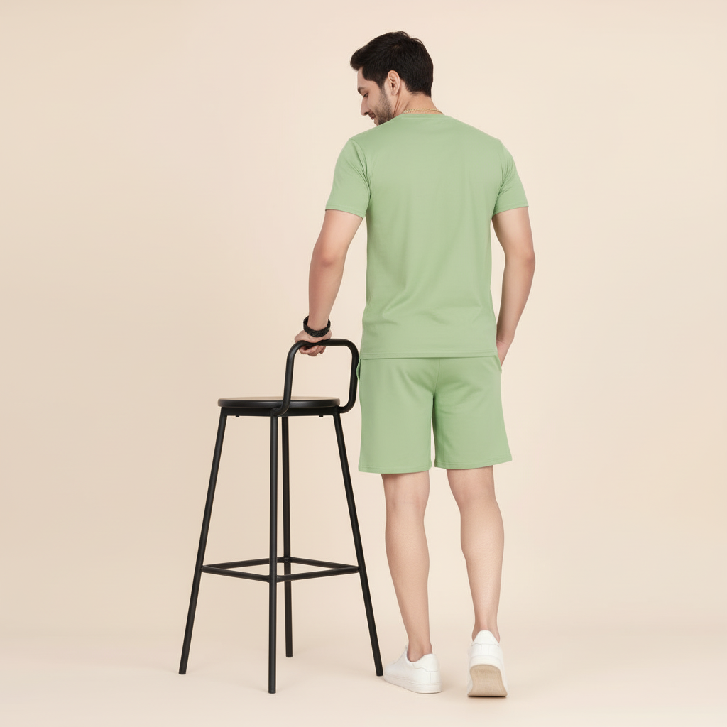 Men’s Typography Print T-Shirt and Shorts Co-Ord Set