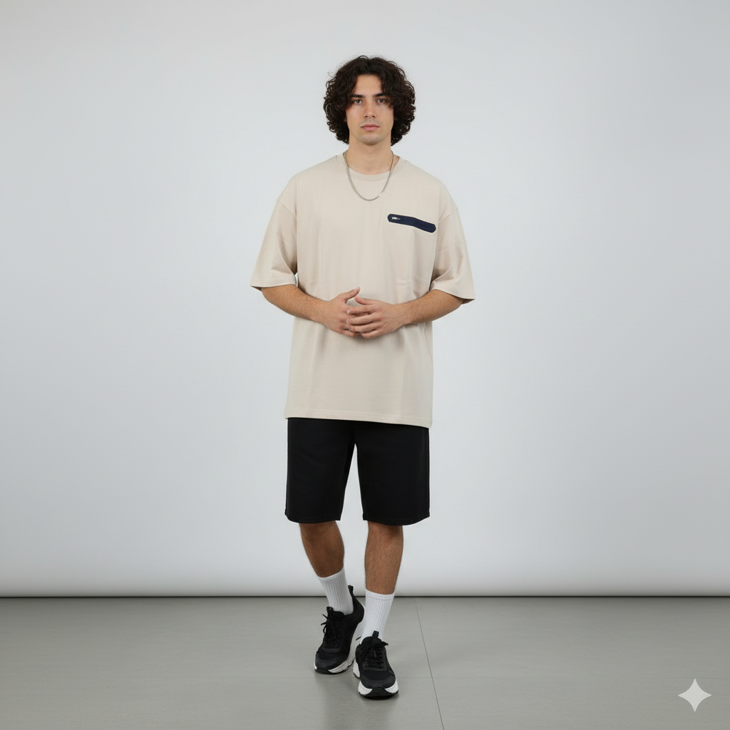 Men’s Oversized T-Shirt with Utility Zip Pocket