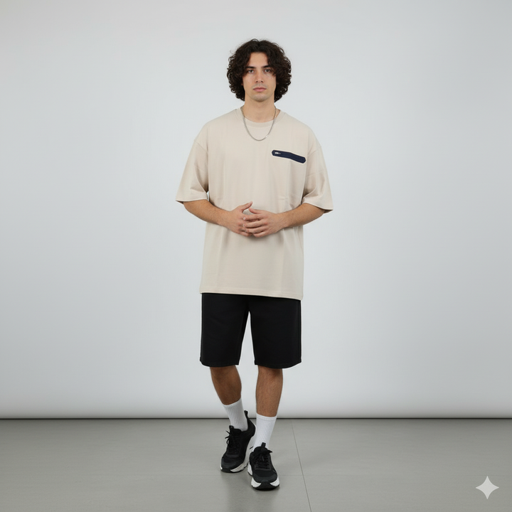 Men’s Oversized T-Shirt with Utility Zip Pocket