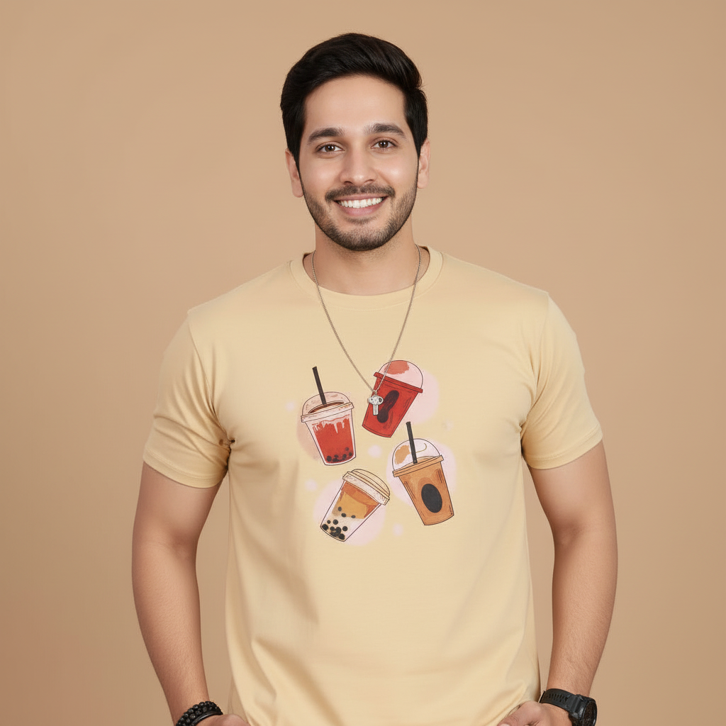 Men’s Beverage Graphic Print T-Shirt and Shorts Co-Ord Set