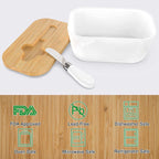 Butter Dish With Wooden Lid,Large Butter Container Keeper Storage Plate With Steal Butter Knife,Bamboo Cover And Silicone Sealing Ring For West East Coast Butter