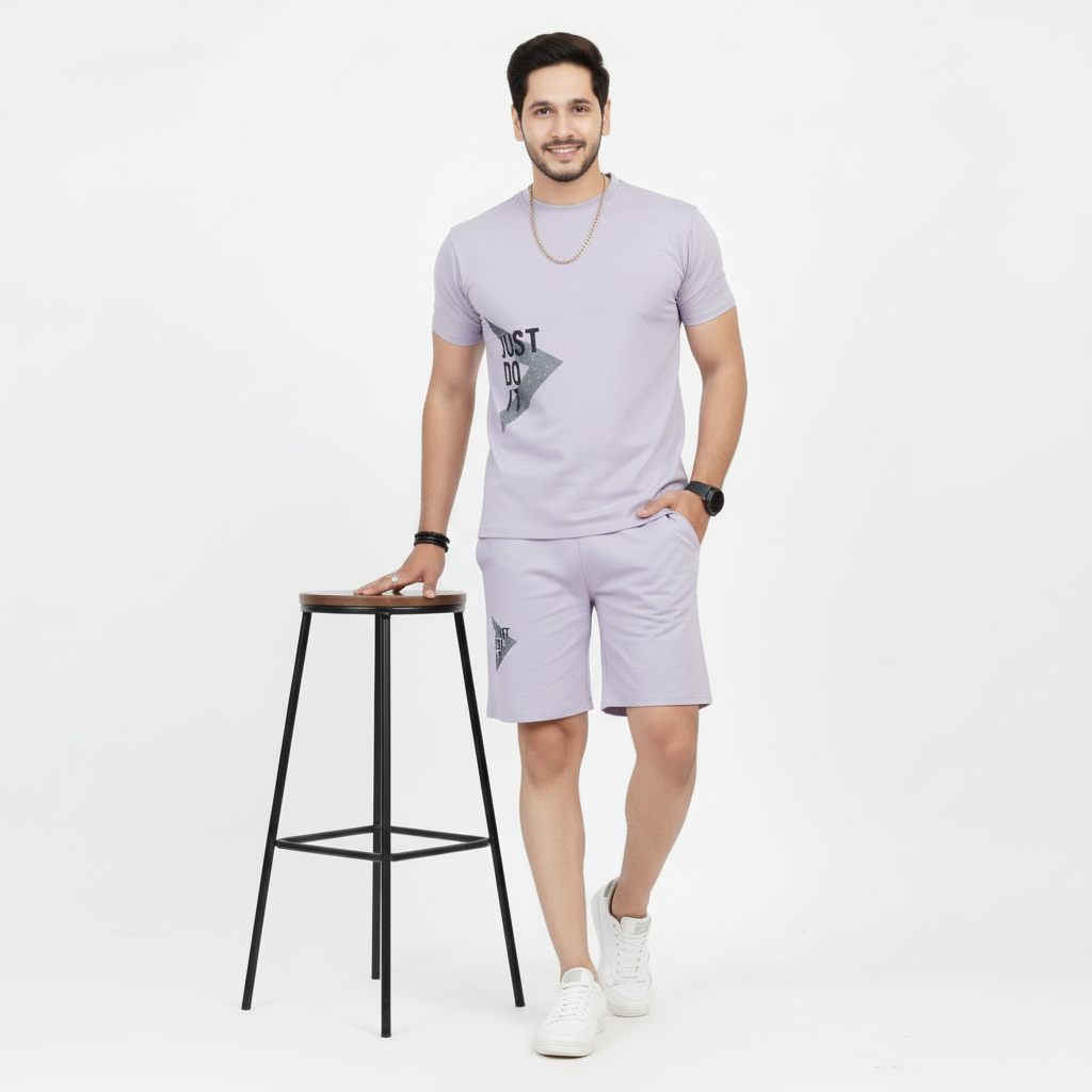 Men’s Minimal Graphic Print T-Shirt and Shorts Co-Ord Set