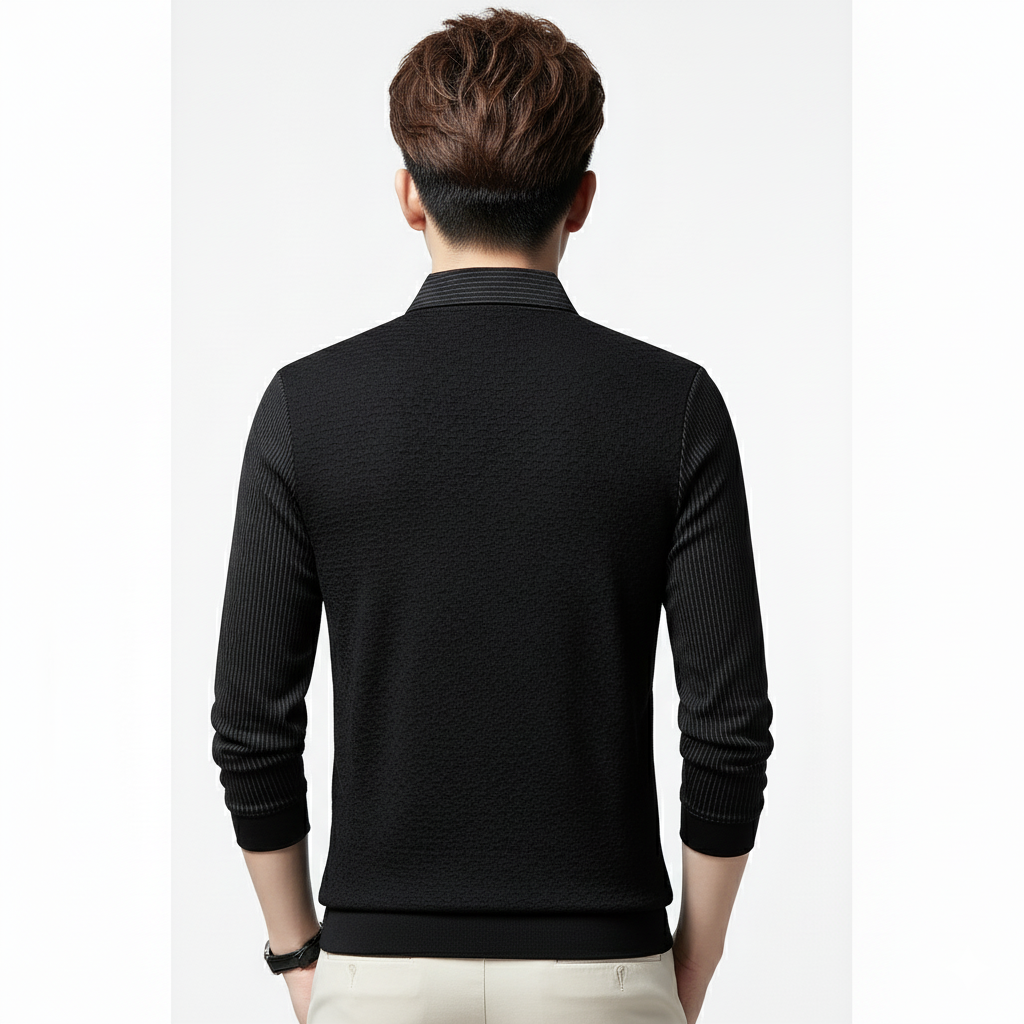 Men's Black Contrast Collar and Cuff Polo Shirt
