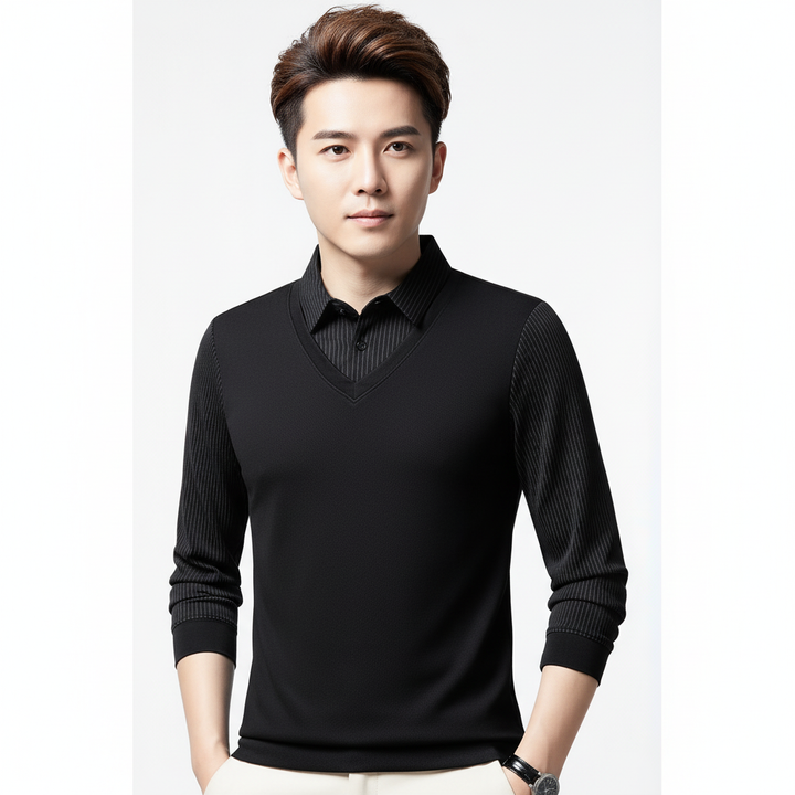 Men's Black Contrast Collar and Cuff Polo Shirt