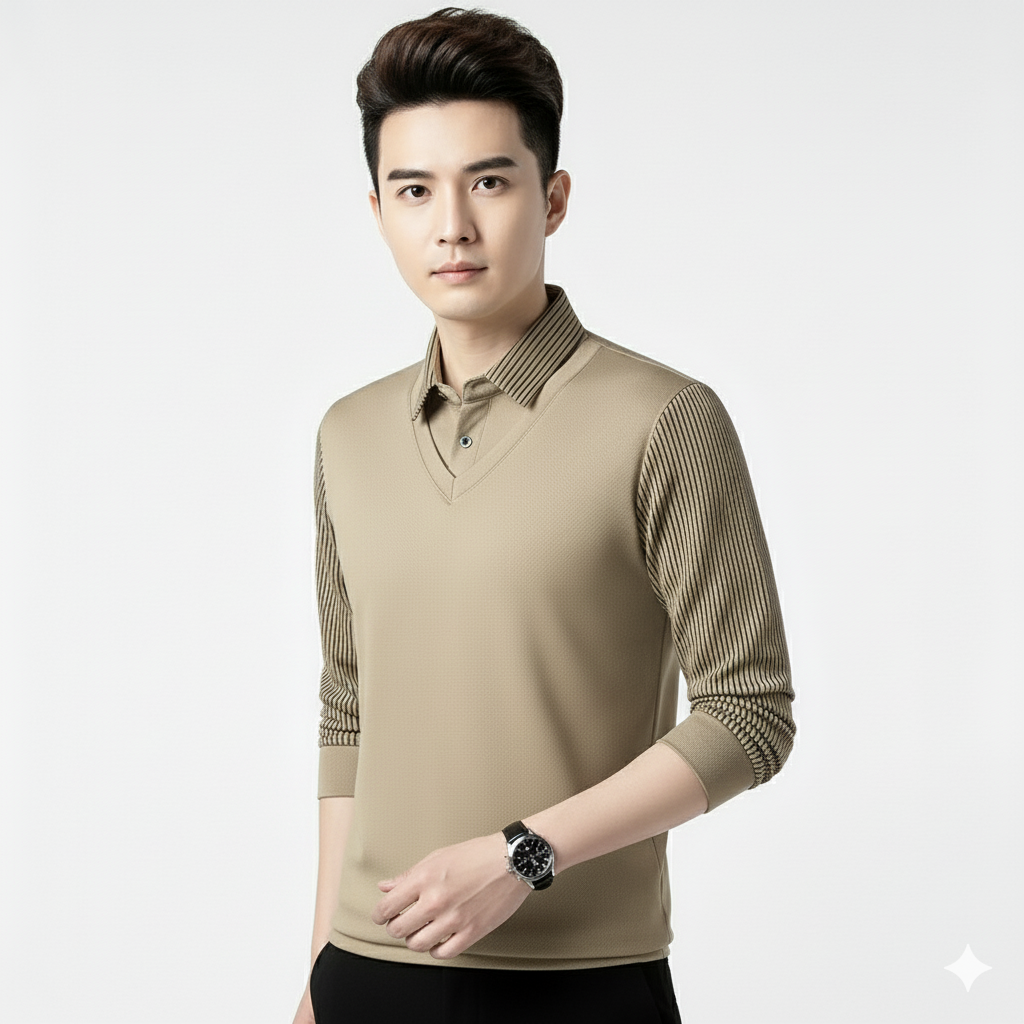 Men's Black Contrast Collar and Cuff Polo Shirt