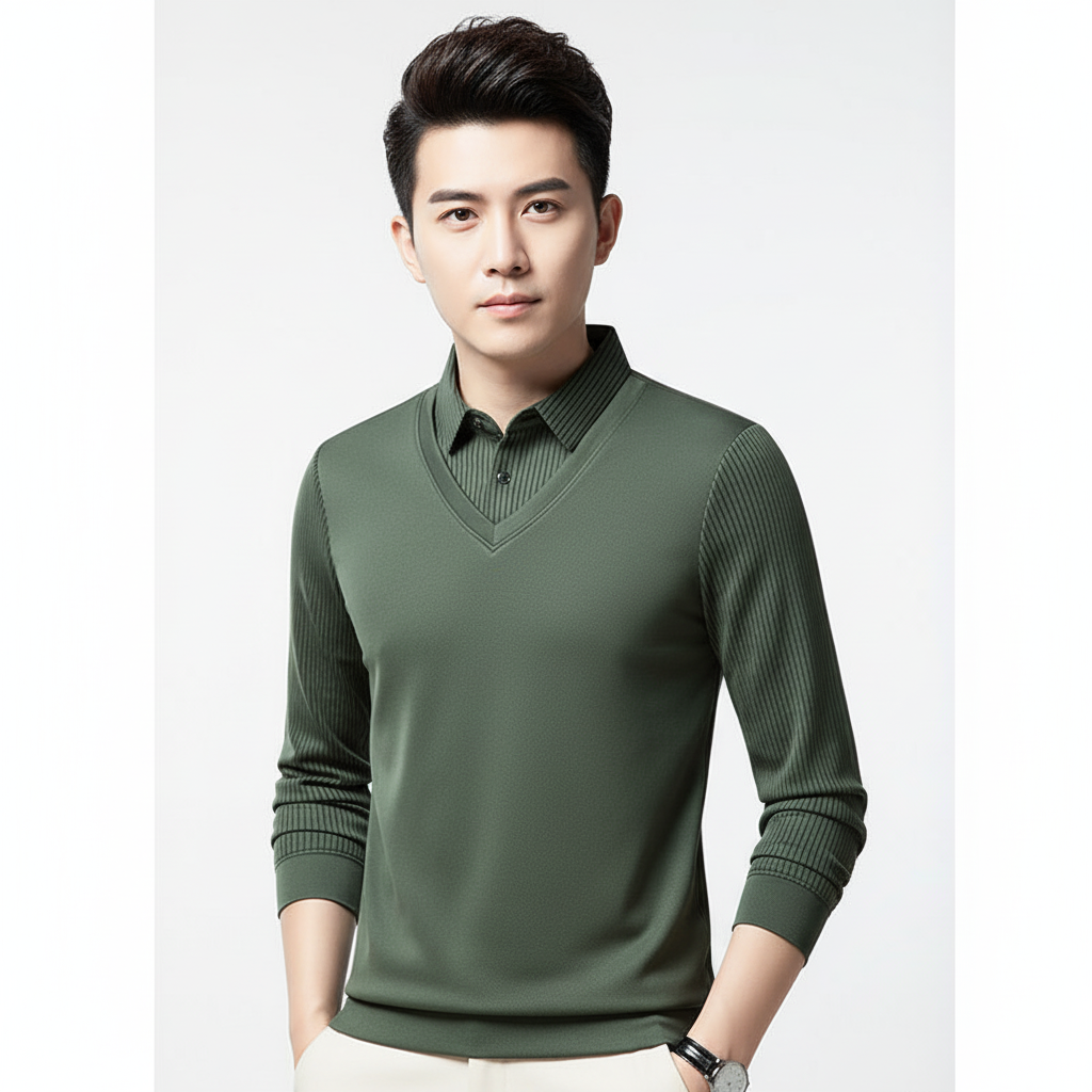 Men's Black Contrast Collar and Cuff Polo Shirt