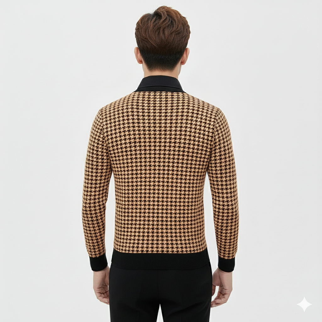 Business Casual Checkered Pattern Knitwear