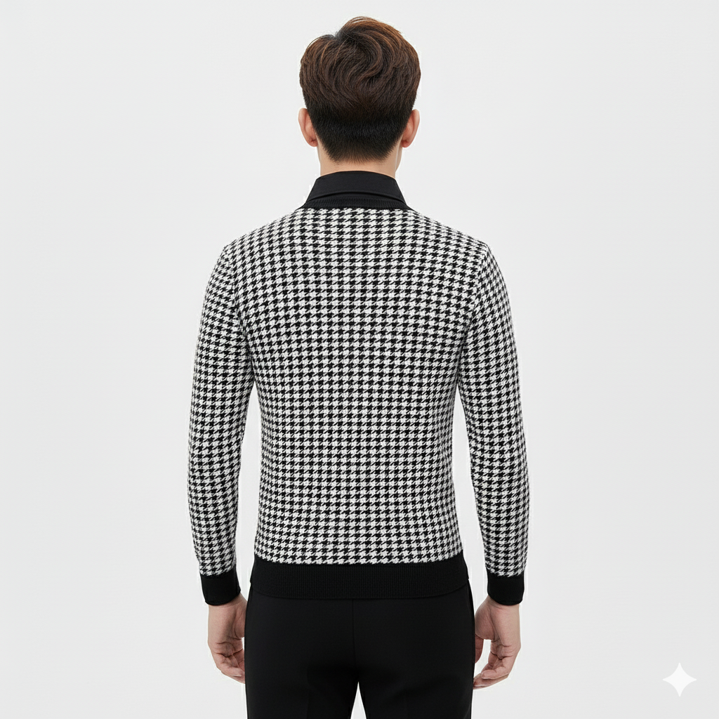 Business Casual Checkered Pattern Knitwear