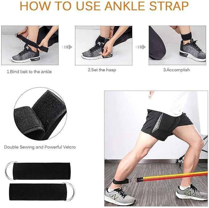 Resistance Bands Set with Handles, 5 Bands (10-35 lbs), Exercise Kit with Door Anchor, Ankle Straps, Carry Bag