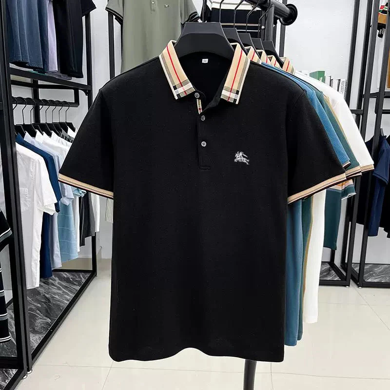 Black Knitted Burberry Polo T-Shirt