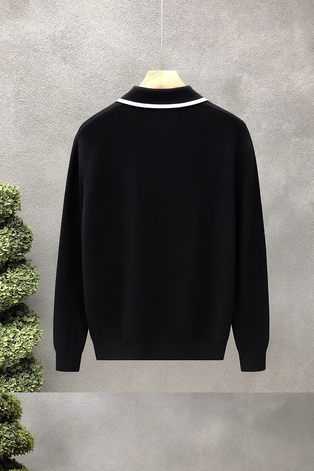 Preppy Style V-Neck Collared Jumper