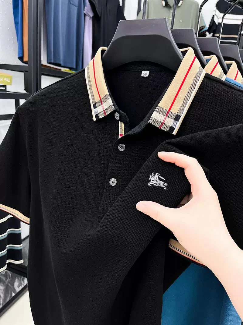 Black Knitted Burberry Polo T-Shirt
