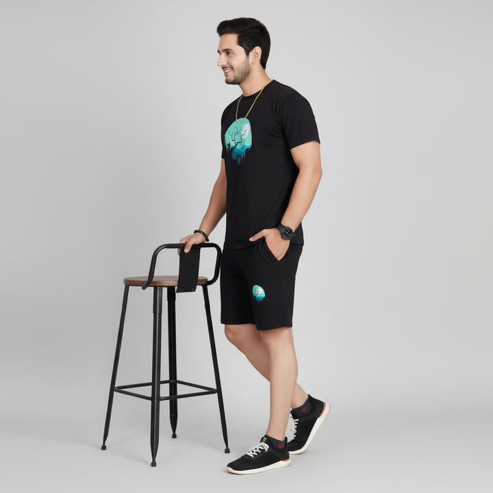 Men’s Graphic Print T-Shirt and Shorts Co-Ord Set