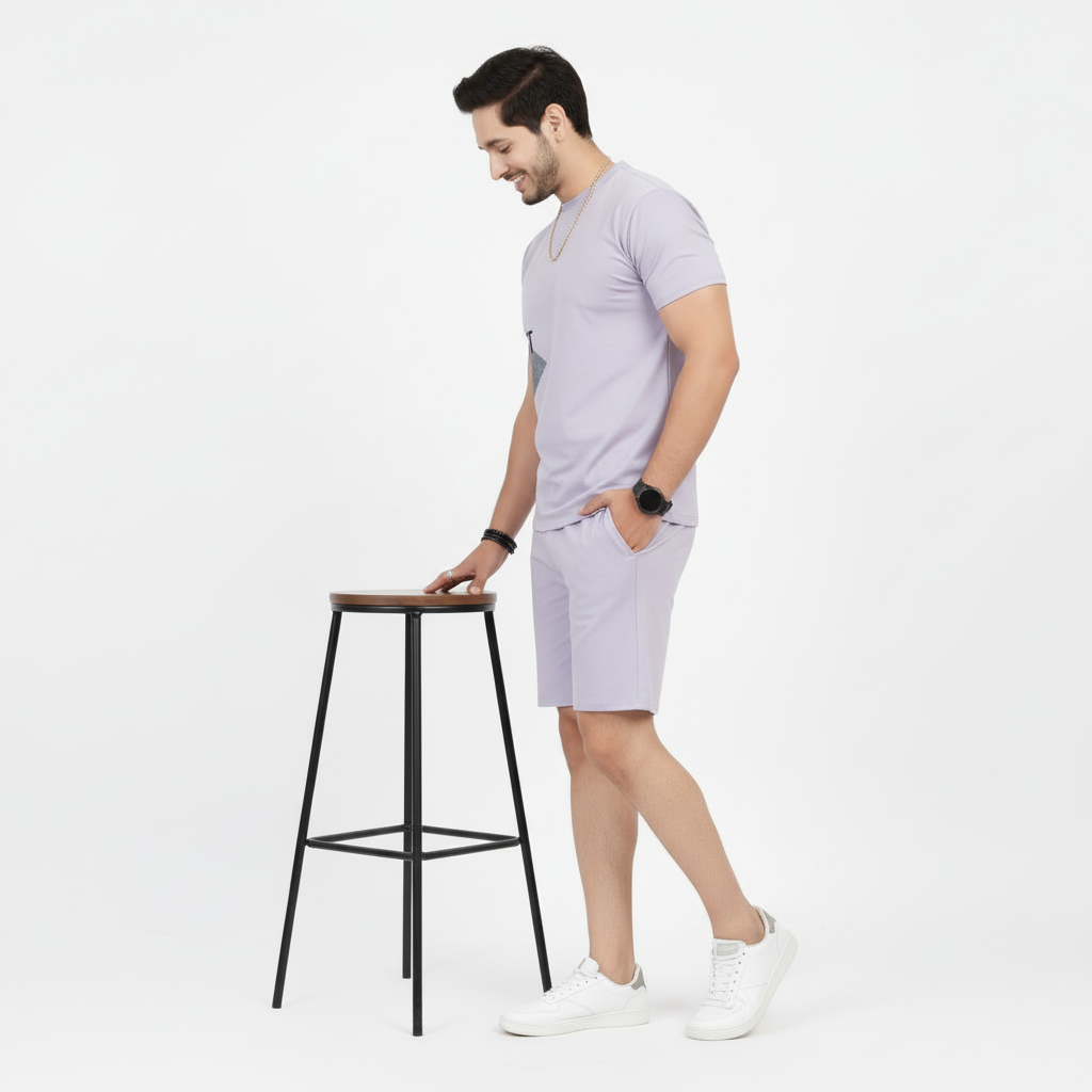 Men’s Minimal Graphic Print T-Shirt and Shorts Co-Ord Set