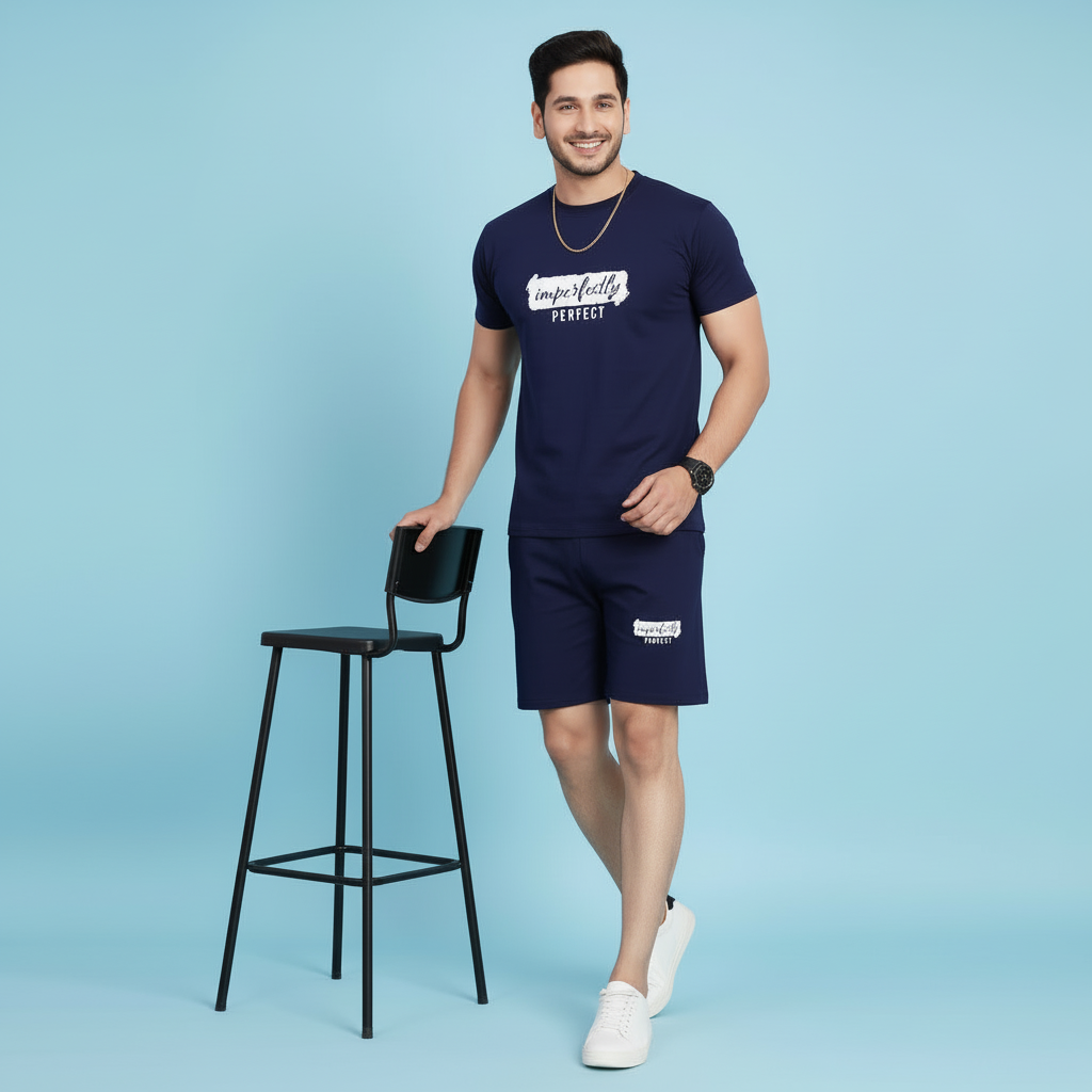 Men’s Motivational Print T-Shirt and Shorts Co-Ord Set
