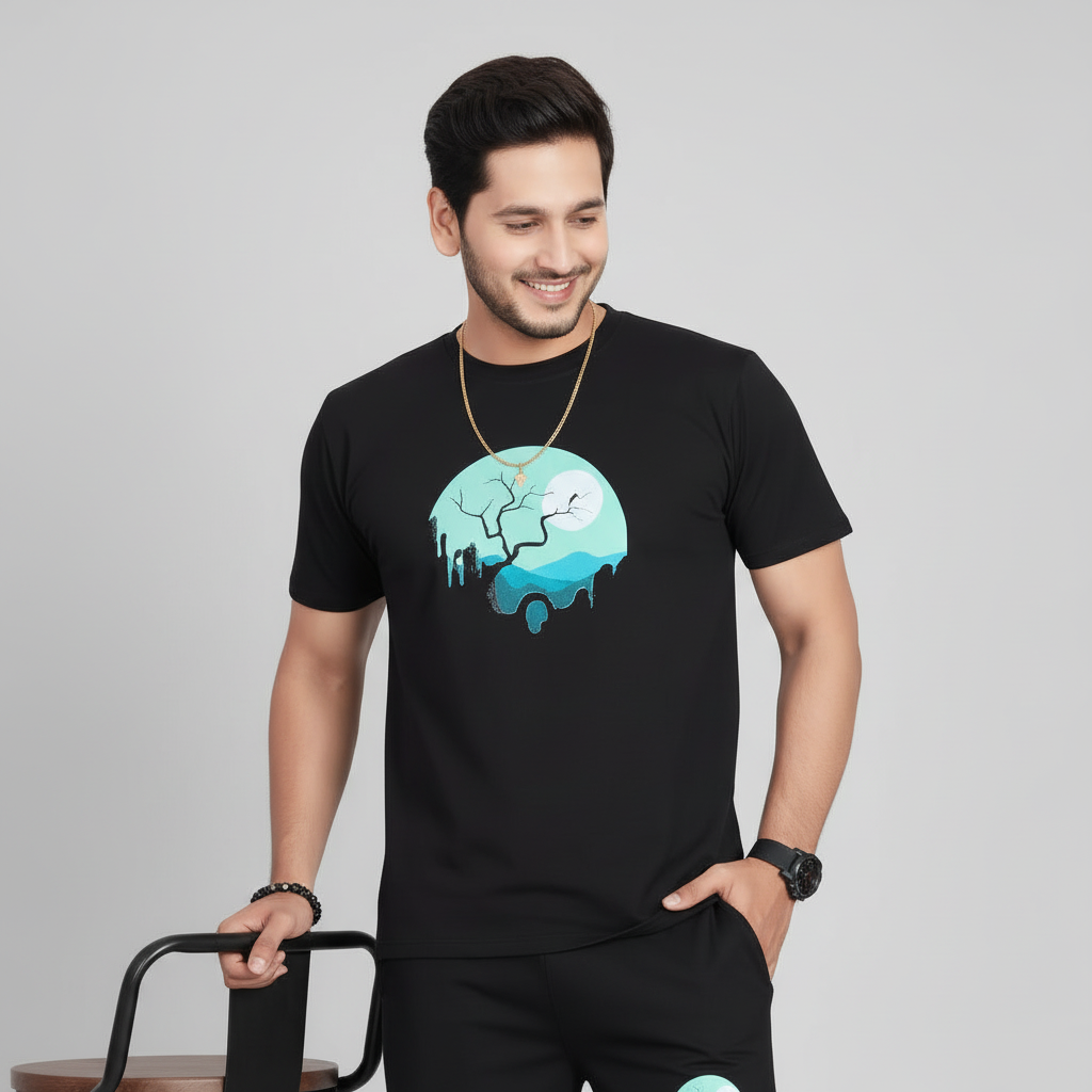 Men’s Graphic Print T-Shirt and Shorts Co-Ord Set