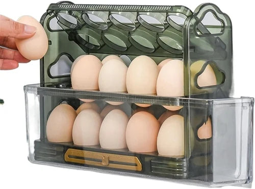Automatic flip egg box storage refrigerator side door preservative automatic bouncing egg rack