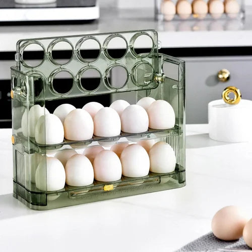 Automatic flip egg box storage refrigerator side door preservative automatic bouncing egg rack