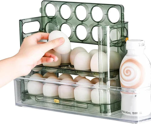 Automatic flip egg box storage refrigerator side door preservative automatic bouncing egg rack