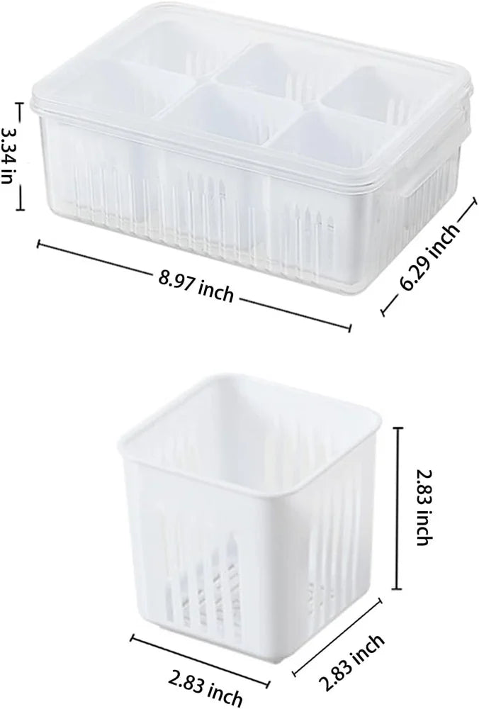 6-in-1 Kitchen Scallion Storage Box with Fresh-Keeping and Drainage Storage Box