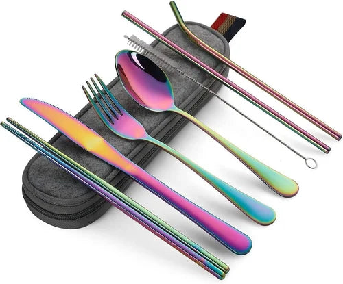 Stainless Steel Round Poly Handmade Rainbow Cutlery Set