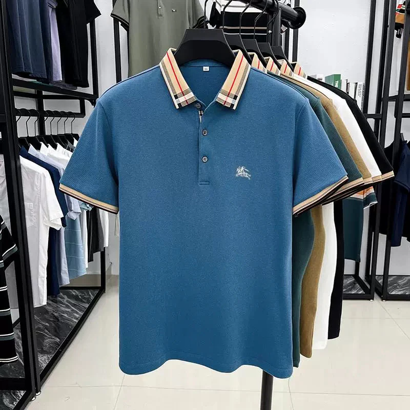 Black Knitted Burberry Polo T-Shirt
