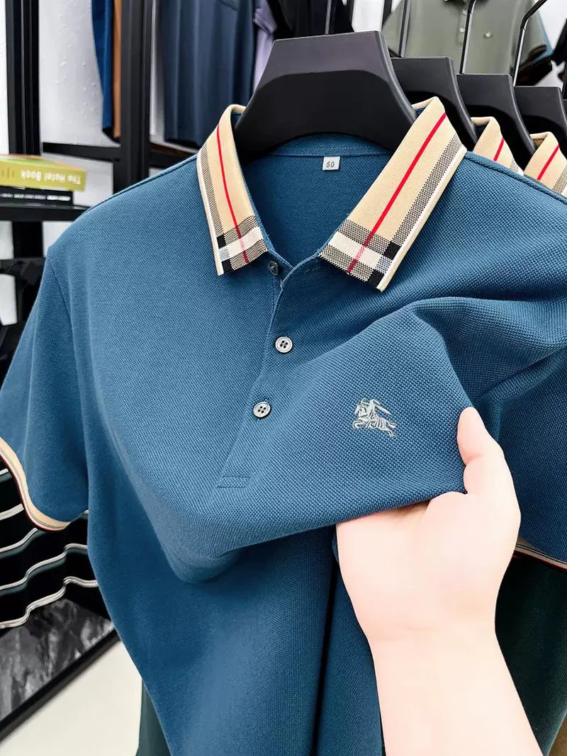 Black Knitted Burberry Polo T-Shirt
