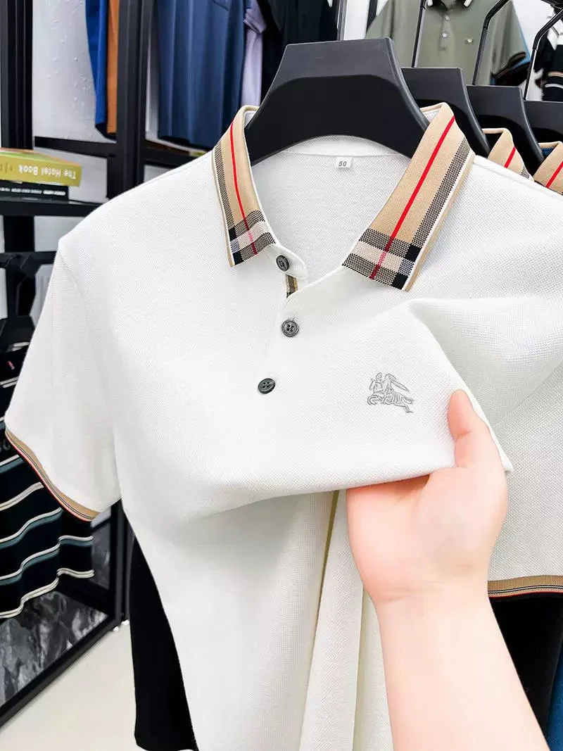 Black Knitted Burberry Polo T-Shirt